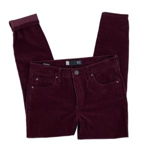 KUT From the Kloth Burgundy Petite High Rise "Diana" Fab Ab Skinny Velvet Jeans